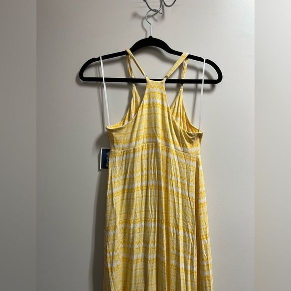 Carole Little Yellow and White Polyester V-Neck Sleeveless Print Maxi Size Small - Picture 10 of 14